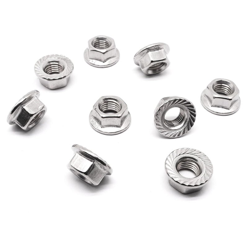 BUXIMN M10 x 1.25mm Flange Nut, 304 Stainless Steel Serrated Flange Metric Hex Flange Nuts Bright Finish Thread Hardware Nuts (20pcs) - Image 4